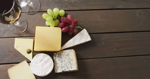 Wine and Cheese Tasting with Fresh Grapes on Rustic Wooden Table - Download Free Stock Images Pikwizard.com