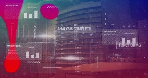 Futuristic Data Processing After Over City's Skyscrapers