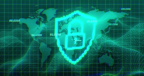 Graphic Displaying Digital Security over World Map - Download Free Stock Images Pikwizard.com