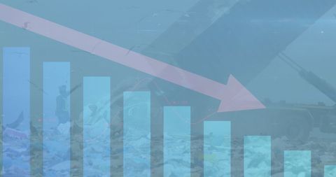 Environmental Impact Illustrated by Decreasing Business Graph at Landfill