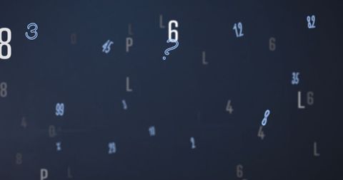 Floating numbers and letters on blue background