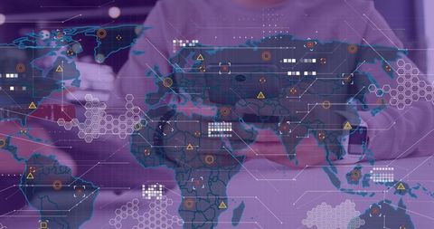 Displaying global data on tablet with interactive world map overlay and analytics