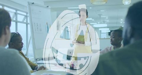 Team Collaboration in Modern Office with Fashion Focus