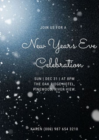 Elegant New Year's Eve Celebration Invitation with Snowfall Design - Download Free Stock Templates Pikwizard.com