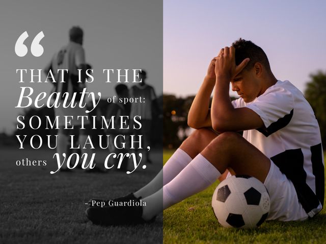 Emotional diversity in football made clear with an inspirational quote by Pep Guardiola. Great for sports motivation blog posts, football club promotions, social media posts, and team building content.