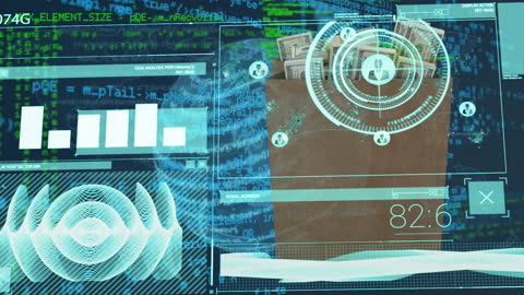 Futuristic Data Analytics Interface with Live Graphics