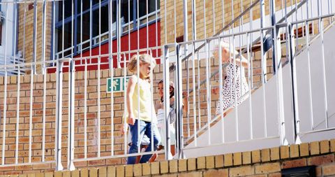Children Descending School Stairs Outside Indie School Building - Download Free Stock Images Pikwizard.com