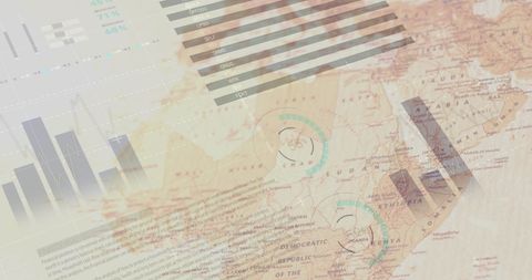 Overlay of Graphs and Compass on African Map - Download Free Stock Images Pikwizard.com