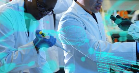 Diverse Scientists Conducting Research with Digital Interface Overlay - Download Free Stock Images Pikwizard.com