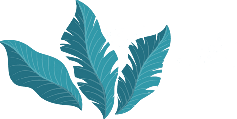 Transparent botanical leaves with abstract white dots art design