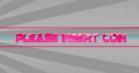 Retro neon arcade insert coin graphic