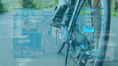 Overlay of Financial Data on Cyclist, Linking Technology and Fitness