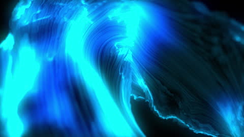 Abstract Glowing Blue Wave Pattern on Black Background