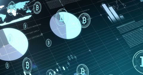 Digital Display of Bitcoin Overlaid with Data Graphs - Download Free Stock Images Pikwizard.com