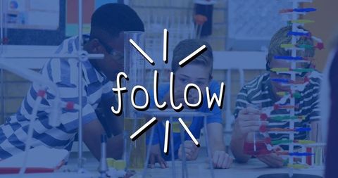 Boys experimenting with liquid in school lab enhancing learning and innovation