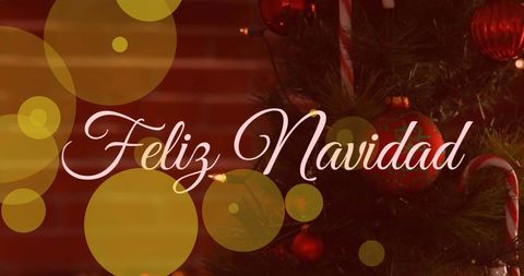 Christmas Greeting with Feliz Navidad Text and Decorated Tree