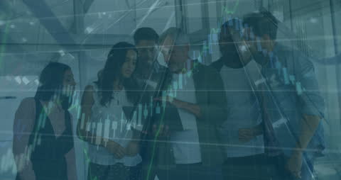 Focused Team Collaborating on Data Analysis in Modern Office