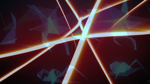 Red Glowing Light Trails Over Plexus Networks