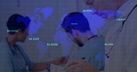 Global Medical Team Analyzing Healthcare Data Visualization