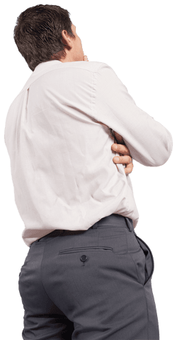 Thoughtful Businessman Facing Away with Hand on Chin Transparent Background