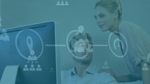 Business Team Collaborating with Digital Network Connectivity