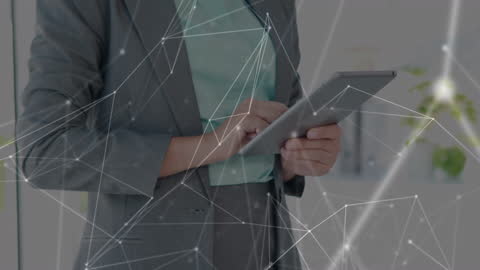 Businesswoman Engaging with Digital Technology Network Concept