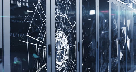 Futuristic Network Animation in Server Room Technology