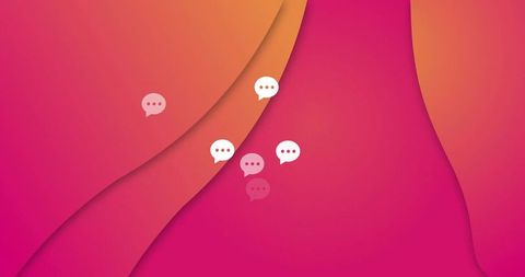Abstract digital art with speech bubble icons on warm gradient background