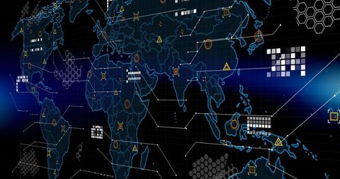 Global Data Processing on Digital World Map Interface - Download Free Stock Images Pikwizard.com