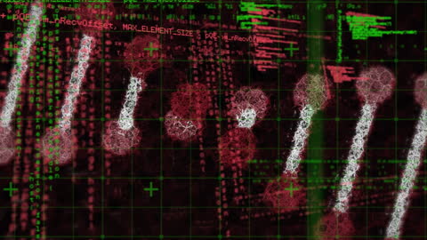 Digital DNA Strand in Data Processing Animation