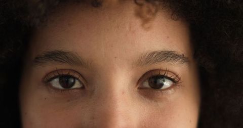 Close-Up of African American Woman's Eyes in Soft Lighting