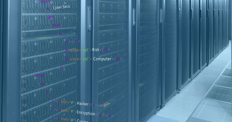 Modern Data Center with Digital Coding Overlay Illustration - Download Free Stock Images Pikwizard.com