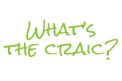 What's the craic greeting text on transparent background