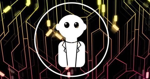 AI Chatbot Icon with Digital Data Processing Background