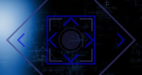 Digital Interface with Math Formulas and Geometric Shapes