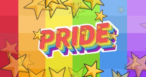 Colorful Pride Celebration with Stars and Typography