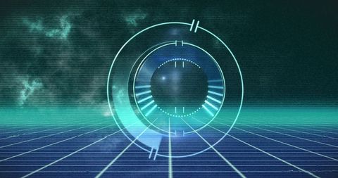 Futuristic Digital Interface with Glowing Elements on Grid - Download Free Stock Images Pikwizard.com
