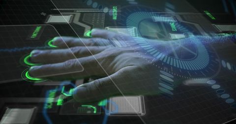 Futuristic Hand Scanning with Digital Interface and HUD Elements - Download Free Stock Images Pikwizard.com