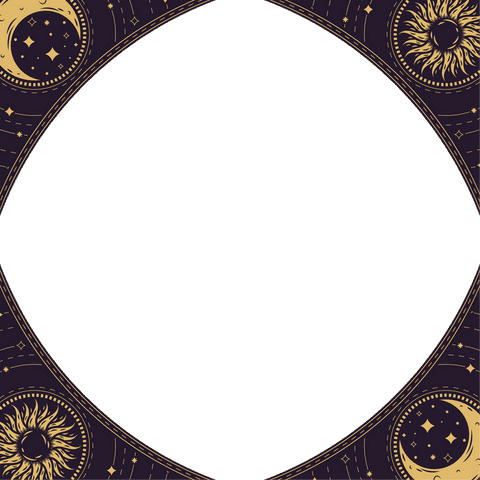 Elegant sun and moon frame with transparent background