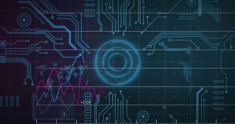 Digital Data Hologram with Circuit Board and Globe Elements - Download Free Stock Images Pikwizard.com