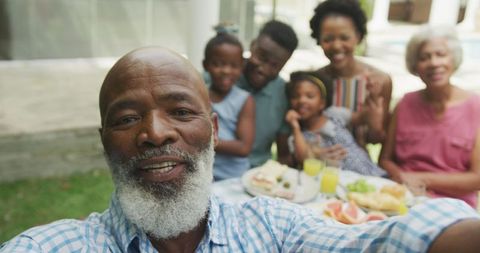 Smiling Multigenerational Family Taking Selfie During Outdoor Breakfast - Download Free Stock Images Pikwizard.com