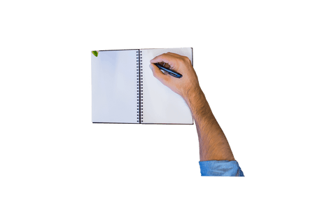 transparent view of hand writing on open blank notebook - Download Free Stock Videos Pikwizard.com