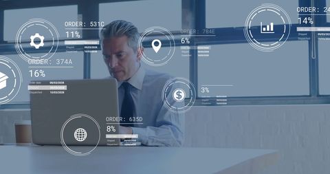 Businessman Analyzing Data in High-tech Office Environment - Download Free Stock Images Pikwizard.com