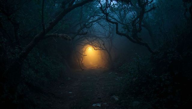Enchanted Forest Tunnel Illuminated by Mystical Light