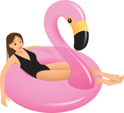 woman relaxing on flamingo pool float transparent background vector - Download Free Stock Videos Pikwizard.com