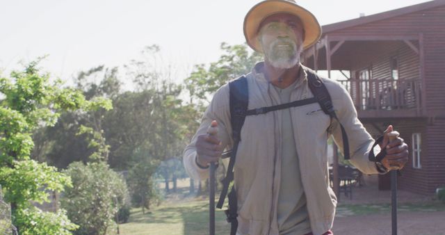 Senior Man Hiking in the Countryside on a Sunny Day - Download Free Stock Images Pikwizard.com