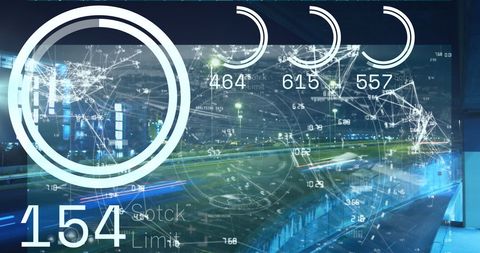 Futuristic Digital Data Layer Over Cityscape Night Scene - Download Free Stock Images Pikwizard.com