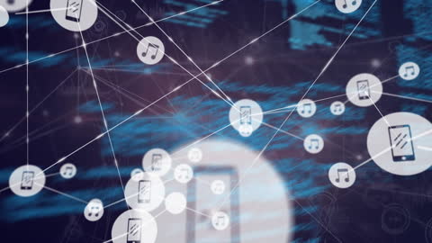 Digital Network Connections with Mobile and Music Icons