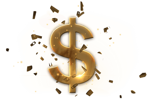 Golden Dollar Symbol Illustration on Transparent Background