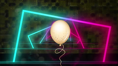 Abstract Neon Geometric Shape with Balloon